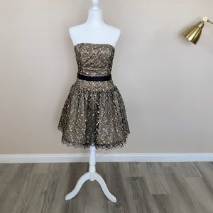 Jessica McClintock Prom Formal gold & black dress